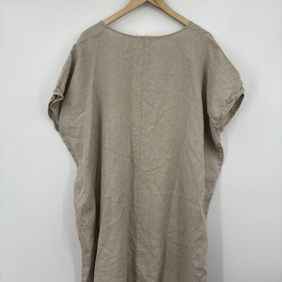 Linenfox Midi Dress Women XSmall Linen Lagenlook Oversized Boho Kaftan Comfy - Picture 7 of 8